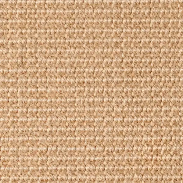 Close-up of a tightly woven beige carpet texture.