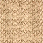 Close-up of a tightly woven natural beige jute carpet texture.