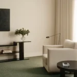 Harvest Moss White wall to wall carpet in living room