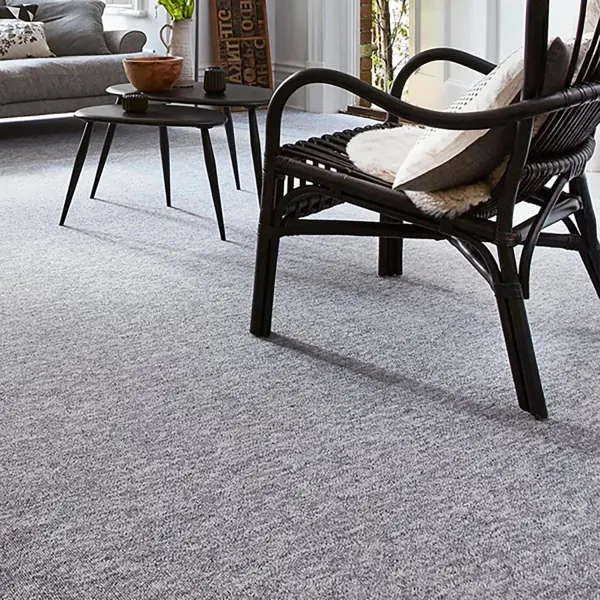Light grey wool wall to wall carpet in living room