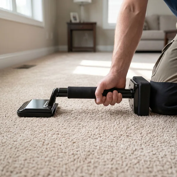 Professional wall to wall carpet installation stretching