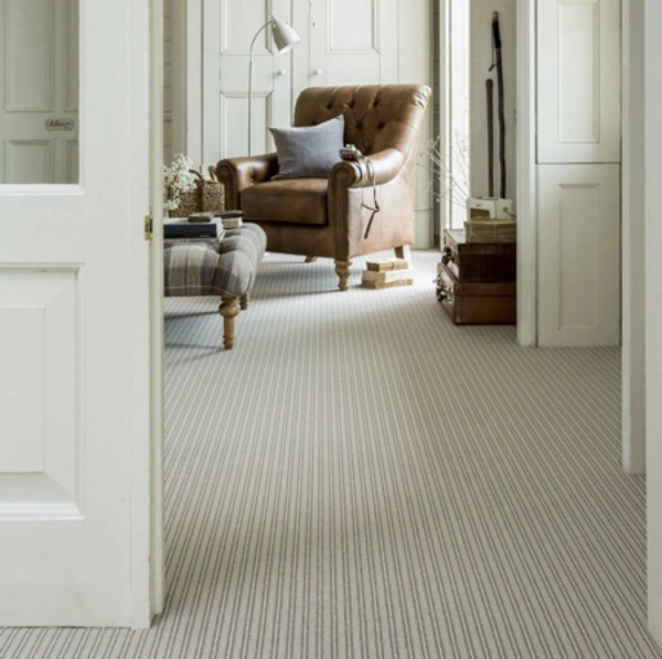 Striped wool wall to wall carpet in classic interior